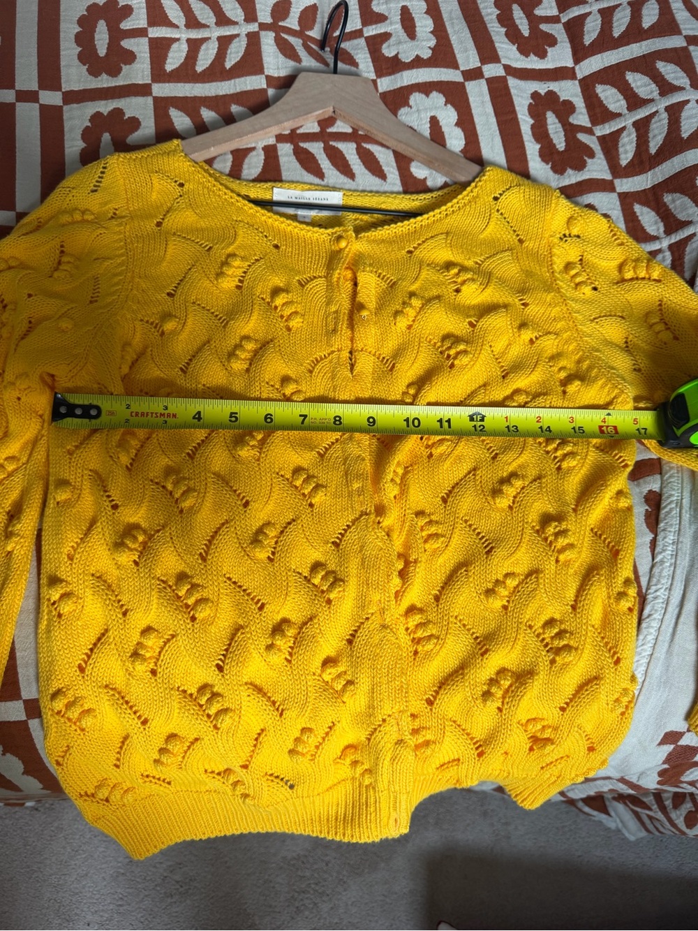 Sézane Bright Yellow Openwork Button-Back Knit Cardigan - Picture 4 of 6
